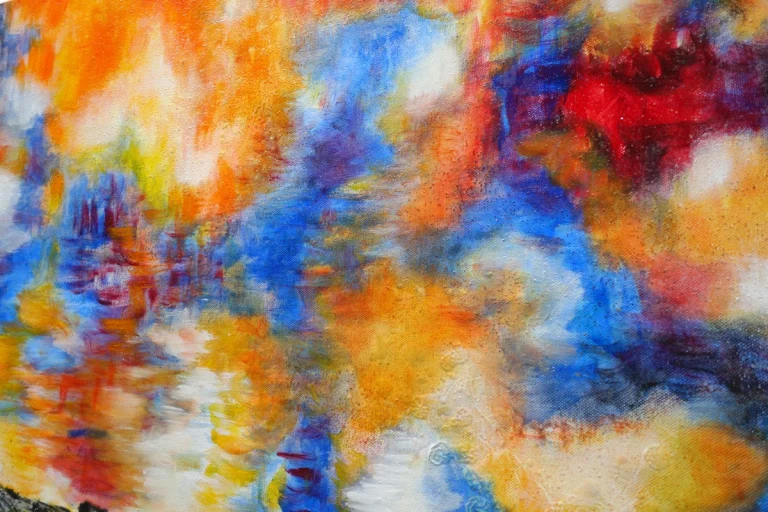 „Star auf Ast“ - Ölfarbe, irisierende Acrylfarben, Schellack, Walnuss-Sud, Glimmer auf Leinwand 100 x 120 cm, 2024