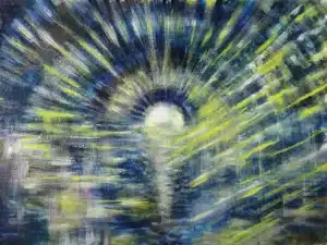 „Nächtliches Wasser“ 30 x 40 cm, 2022 Ölfarbe auf Leinwand