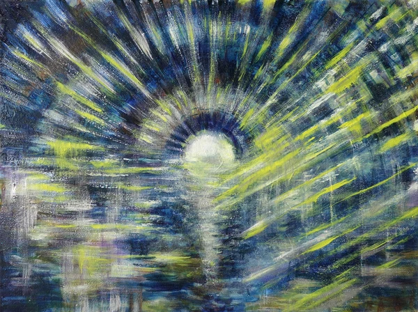 „Nächtliches Wasser“ 30 x 40 cm, 2022 Ölfarbe auf Leinwand