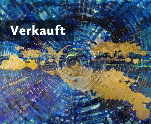 „Inneres Mondlicht (dublauvoilett-gold)“ 50 x 60 cm, 2023 Ölfarbe, irisierende Acrylfarben, Walnuss-Sud, Glitter auf Leinwand