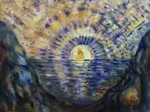 „Blick ins Solarbewusstsein“ 30 x 40 cm, 2022 Ölfarbe auf Leinwand