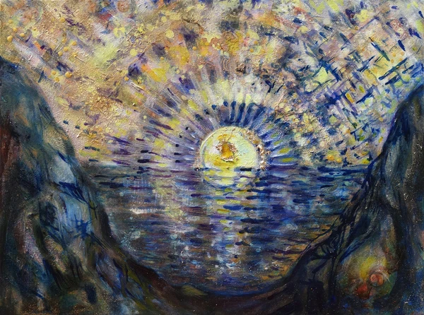 „Blick ins Solarbewusstsein“ 30 x 40 cm, 2022 Ölfarbe auf Leinwand