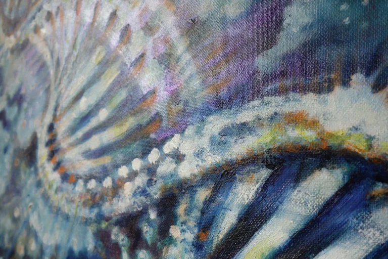 „Doppelhelix 1“ 30 x 40 cm, 2022 Ölfarbe, Walnuss-Sud auf Leinwand