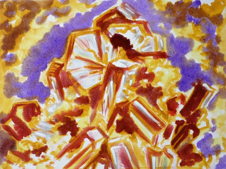 „Vanadinit & Smaragd“ je 24 x 30 cm, 2022 Ölfarbe auf Leinwand (Diptychon)