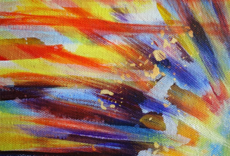 „Inneres Licht II“ 50 x 60 cm, 2023 Ölfarbe, irisierende Acrylfarben, Walnuss-Sud, Glitter auf Leinwand