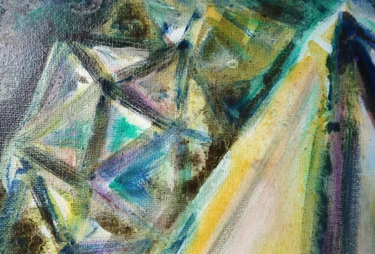 „Tetraeder = Feuer (Heilige Geometrie)“ 24 x 30 cm, 2023 Ölfarbe auf Leinwand