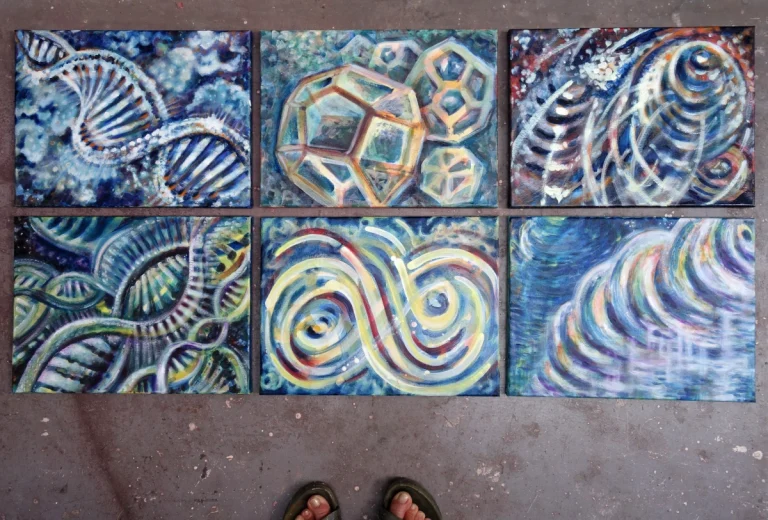 „Doppelhelix 1“ 30 x 40 cm, 2022 Ölfarbe, Walnuss-Sud auf Leinwand