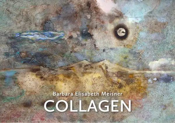 COLLAGEN - cosmic swimmer - Collagenserie mit Ölfarbe, irisierenden Farben, Glitter, Schellack, Walnuss-Sud auf Büttenpapier, je 53 x 78 cm, 2024
