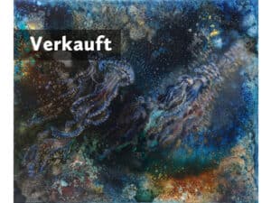 QUALLEN (NÄCHTLICHES ATMEN) Ölfarbe, irisierende Acrylfarbe, Schellack, Graphitpuder, Pigmente, Walnuss-Sud auf Leinwand, 100 x 120 cm, 2024