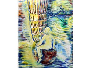 SCHACHTELHALMPLANET - Original-Ölbild 120 x 150 x 4,5 cm, 2023, Ölfarbe, Schellack, Walnuss-Sud auf Leinwand