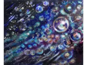 GEGENWARTSBEWUSSTSEIN - 50 x 60 cm, 2024 - Ölfarbe, Schellack, irisierende Acrylfarbe auf Leinwand