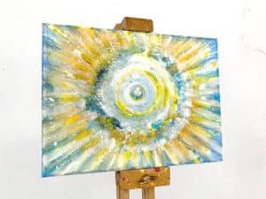 JEDEM SEINE SONNE Nr. 23 - Original-Ölbild 18 x 24 cm, Ölfarben, Schellack, Walnuss-Sud, Schlagmetall oder Blattgold, Blattsilber, Glitter auf Leinwand