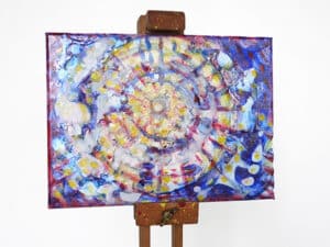 JEDEM SEINE SONNE Nr. 35 - Original-Ölbild 18 x 24 cm, Ölfarben, Schellack, Walnuss-Sud, Schlagmetall oder Blattgold, Blattsilber, Glitter auf Leinwand