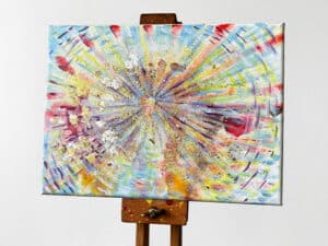 JEDEM SEINE SONNE Nr. 18 - Original-Ölbild 18 x 24 cm, Ölfarben, Schellack, Walnuss-Sud, Schlagmetall oder Blattgold, Blattsilber, Glitter auf Leinwand