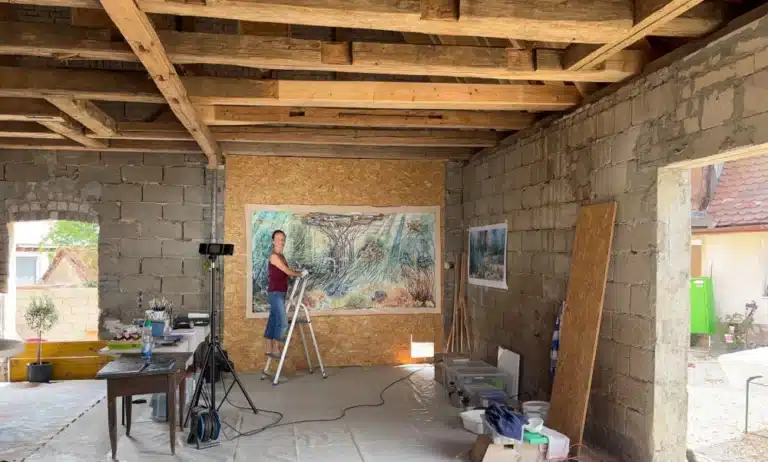 „MU KIYAGA – zwischen den Welten“_140 x 260 cm, BM malt im Scheunenatelier, Sommer 2025