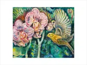 GOLDAMMER + ORCHIDEEN - Hochwertiger Kunstdruck in unterschiedlichen Größen mit limitierter Auflage von 6 Stück