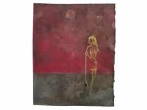 WEIBLICHE ENERGIE (ABENDSONNE AM MEER) Original-Zeichnung 24 x 18,5 cm, 2021, Kugelschreiber, Aquarellstift auf präpariertem Papier auf präpariertem Papier