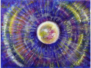 FULL GLOW Original-Ölbild 18 x 24 cm, 2025, Ölfarbe und irisierende Acrylfarbe auf Leinwand