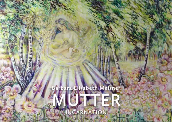 MUTTER - Garten der Kindheit (ich + ich) - Ölfarbe, Schellack, irisierende Acrylfarben, Glimmer, Blattgold und -silber auf Leinwand, 190 x 240 cm, 2025