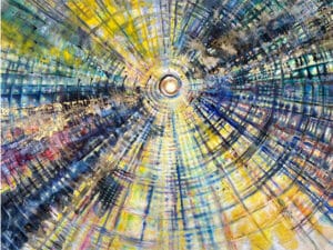 SOLEIL - Original-Ölbild 210 x 300 cm, 2025, Ölfarbe, Schellack, Walnuss-Sud, irisierende Acrylfarbe, Glimmer, Blattgold auf Leinwand