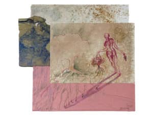 SICH WURZELN - Original-Collage 30 x 34 cm, 2020, Graphit- und Farbstift auf Löschpapier, collagiert mit präparierten Papieren