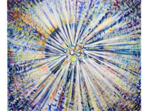 MAGNETKRÄFTE - Original-Ölbild, 100 x 120 x 4,5 cm, 2023 (überarbeitet 2024), Ölfarbe, irisierende Acrylfarbe, Walnuss-Sud auf Leinwand