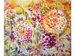 DAHLIEN - Original-Ölbild 50 x 60 cm, 2024, Ölfarbe auf Leinwand