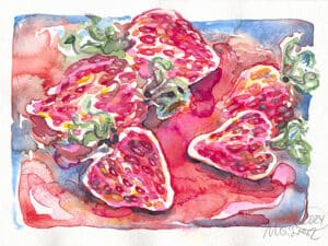 ERDBEEREN 01 - Original-Aquarell auf Aquarellpapier, 17 x 24 cm, 2024