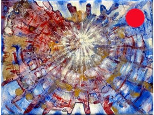 JEDEM SEINE SONNE Nr. 06 - Original-Ölbild 18 x 24 cm, Ölfarben, Schellack, Walnuss-Sud, Schlagmetall oder Blattgold, Blattsilber, Glitter auf Leinwand