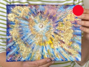 JEDEM SEINE SONNE Nr. 07 - Original-Ölbild 18 x 24 cm, Ölfarben, Schellack, Walnuss-Sud, Schlagmetall oder Blattgold, Blattsilber, Glitter auf Leinwand