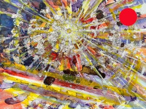 JEDEM SEINE SONNE Nr. 09 - Original-Ölbild 18 x 24 cm, Ölfarben, Schellack, Walnuss-Sud, Schlagmetall oder Blattgold, Blattsilber, Glitter auf Leinwand