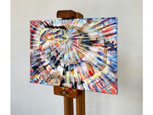 JEDEM SEINE SONNE Nr. 10 - Original-Ölbild 18 x 24 cm, Ölfarben, Schellack, Walnuss-Sud, Schlagmetall oder Blattgold, Blattsilber, Glitter auf Leinwand