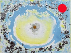 JEDEM SEINE SONNE Nr. 12 - Original-Ölbild 18 x 24 cm, Ölfarben, Schellack, Walnuss-Sud, Schlagmetall oder Blattgold, Blattsilber, Glitter auf Leinwand