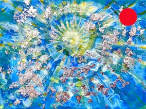 JEDEM SEINE SONNE Nr. 14 - Original-Ölbild 18 x 24 cm, Ölfarben, Schellack, Walnuss-Sud, Schlagmetall oder Blattgold, Blattsilber, Glitter auf Leinwand