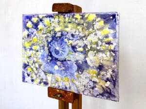 JEDEM SEINE SONNE Nr. 17 - Original-Ölbild 18 x 24 cm, Ölfarben, Schellack, Walnuss-Sud, Schlagmetall oder Blattgold, Blattsilber, Glitter auf Leinwand