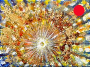 JEDEM SEINE SONNE Nr. 20 - Original-Ölbild 18 x 24 cm, Ölfarben, Schellack, Walnuss-Sud, Schlagmetall oder Blattgold, Blattsilber, Glitter auf Leinwand