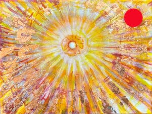 JEDEM SEINE SONNE Nr. 22 - Original-Ölbild 18 x 24 cm, Ölfarben, Schellack, Walnuss-Sud, Schlagmetall oder Blattgold, Blattsilber, Glitter auf Leinwand