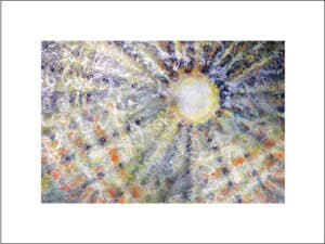 SONNE Hochwertige Kunstdrucke – eine wunderbare Alternative zum Original! Gedruckt auf archivfestem Büttenpapier oder Leinwand mit pigmentierten Tinten. Erhätlich in den Größen 18 x 24 cm, 30 x 40 cm, 50 x 60 cm oder in einer Größe/Ausschnitt deiner Wahl, rückseitig handsigniert und datiert, mit Künstlerstempel – in einer limitierten Auflage von sechs Exemplaren. Der Kunstdruck SONNE zeigt einen Ausschnitt aus dem Panoramagemälde URLANDSCHAFT 180 x 480 cm von 2022.