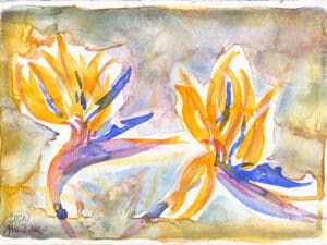 STRELITZIEN 01 (BOTANISCHER GARTEN DÜSSELDORF) - Original-Aquarell auf Aquarellpapier, 17 x 24 cm, 2026