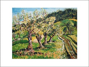 VIER APFELBÄUME - Hochwertige Kunstdrucke – eine wunderbare Alternative zum Original! Gedruckt auf archivfestem Büttenpapier oder Leinwand mit pigmentierten Tinten. Erhältlich in den Größen 18 x 24 cm, 30 x 40 cm, 50 x 60 cm oder in einer Größe/Ausschnitt deiner Wahl, rückseitig handsigniert und datiert, mit Künstlerstempel – in einer limitierten Auflage von sechs Exemplaren.