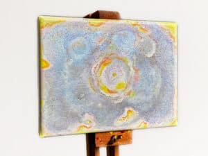 JEDEM SEINE SONNE Nr. 03 - Original-Ölbild 18 x 24 cm, Ölfarben, Schellack, Walnuss-Sud, Schlagmetall oder Blattgold, Blattsilber, Glitter auf Leinwand