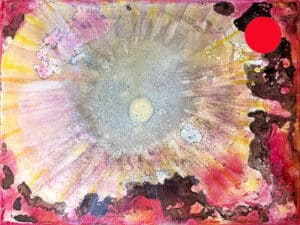 JEDEM SEINE SONNE Nr. 26 - Original-Ölbild 18 x 24 cm, Ölfarben, Schellack, Walnuss-Sud, Schlagmetall oder Blattgold, Blattsilber, Glitter auf Leinwand