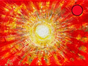 JEDEM SEINE SONNE Nr. 27 - Original-Ölbild 18 x 24 cm, Ölfarben, Schellack, Walnuss-Sud, Schlagmetall oder Blattgold, Blattsilber, Glitter auf Leinwand